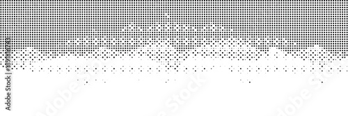 Halftone dot noise pattern with scattered dissolve edge and monochrome texture