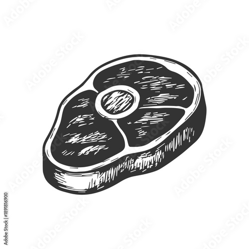 Raw beef steak meat cut engraving