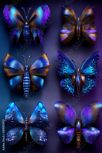 collection of rare fantasy butterflies, magical ethereal butterflies in a fantasy collection, enchanted mythic butterflies with luminous wings