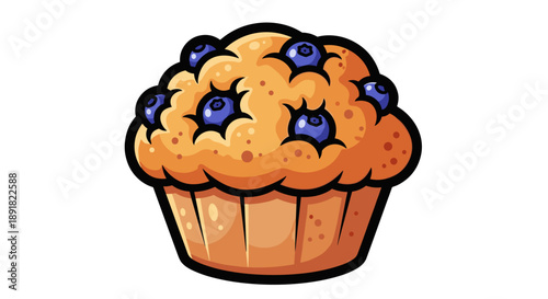 Delicious Blueberry Muffin with Topped Berries.
