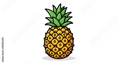 A vibrant cartoon illustration of a ripe pineapple fruit.