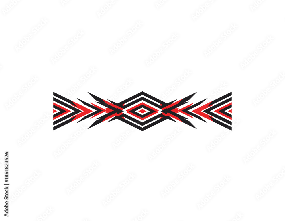 Obraz premium Vibrant red and black tribal pattern design element