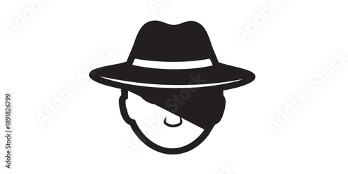 Incognito vector icon, anonymous symbol, isolated on transparent background, black outline and filled style, minimal flat design