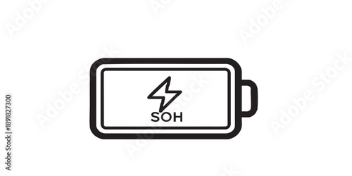 Battery vector icon, charging and electromobility symbol, state of health (SOH), isolated on transparent background, black outline and filled style, minimal flat design