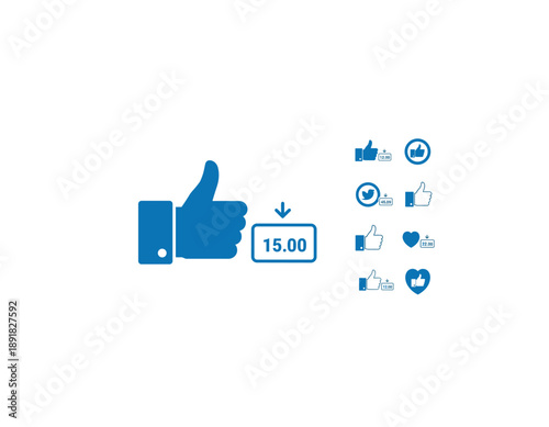 Social media engagement metrics with thumbs up icons and likes