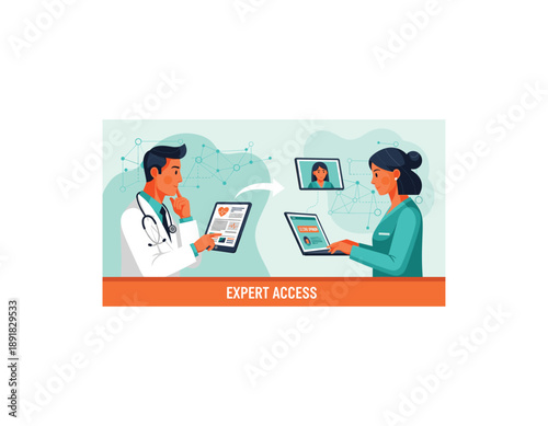 Doctor and patient using telemedicine technology for remote consultation