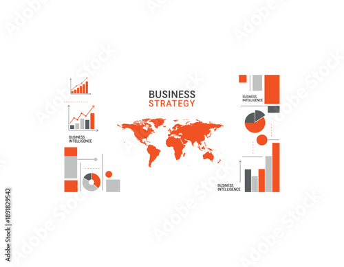 Business strategy global market analysis infographic template