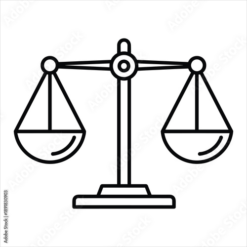 Legal Scales of Justice Balance Line Icon