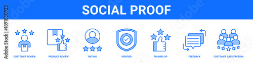 Social Proof web banner icon set collection solid style.