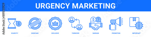 Urgency Marketing web banner icon set collection solid style.