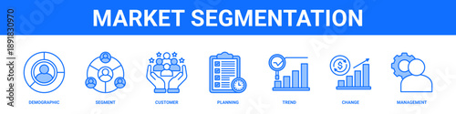 Market Segmentation web banner icon set collection solid style.