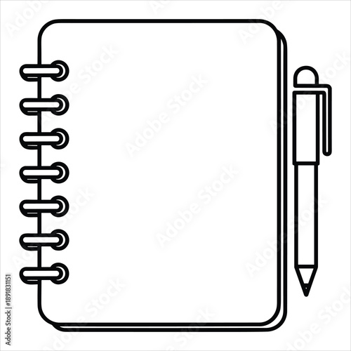 Spiral Notebook with Pen Writing Note Icon