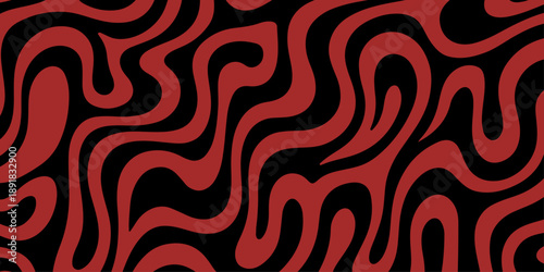 Seamless abstract zebra skin pattern featuring black vector lines and vintage curves for a stylish retro wallpaper texture or textile fabric design