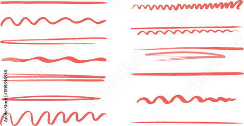 Vector illustration of a red ribbon set featuring heart shapes and decorative frames for Valentine or Christmas holiday card design