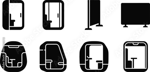 Modern transportation and privacy pod icons