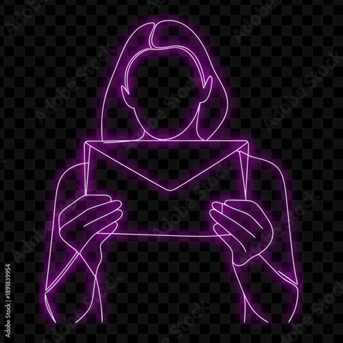 Simple Neon Line Drawing Art