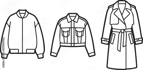 Woman fashion bomber jacket denim jacket and trench coat design for autumn winter