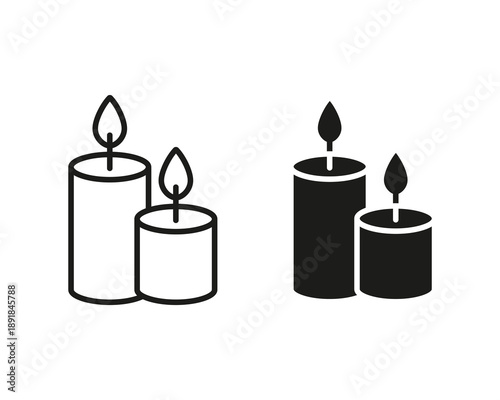 Candle icon. Candles linear icon. Candle symbol vector sign. Candle silhouettes on the white background