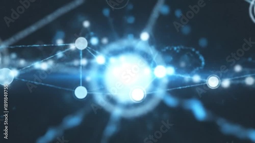 Abstract digital network with illuminated nodes