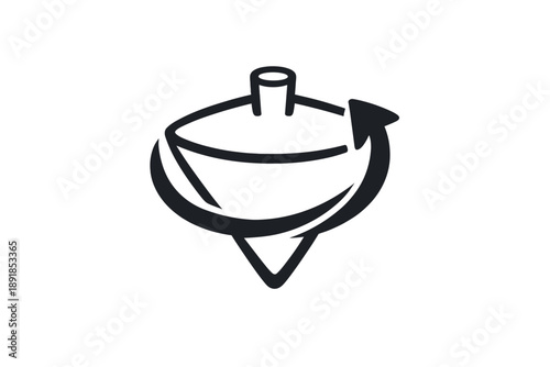 Geometric Reboot Icon. Doodle-style vector icon of focused system mode, spinning top fully stopped and reshaped into a minimal