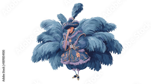 Belgian Carnival Gilles Ostrich Feathers Costume