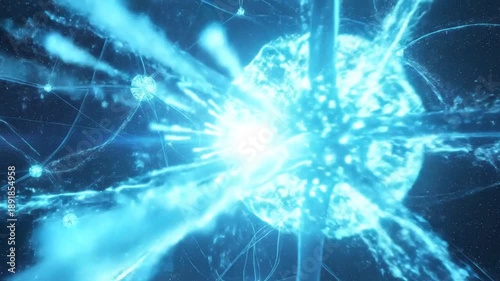 Abstract digital brain neurons with glowing connections