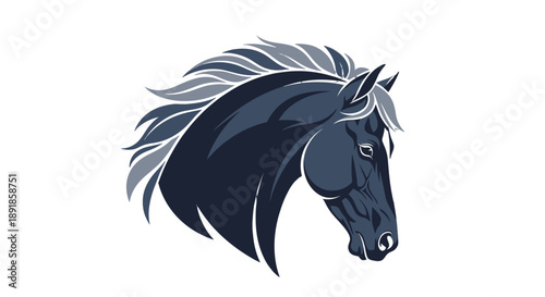 Vector illustration of a horse head with flowing mane.