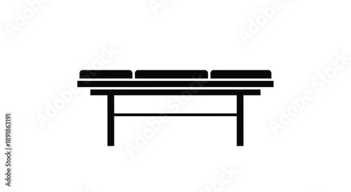Minimalist black bench design with a flat geometric silhouette
