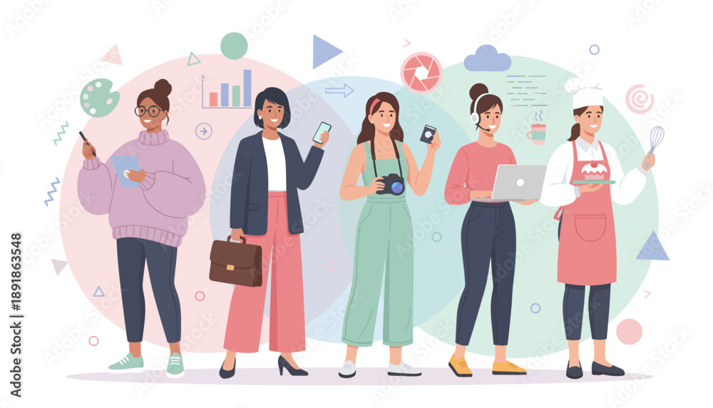 Obraz premium Diverse Women in Various Professions - A Celebration of Female Empowerment.