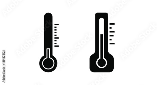Two black thermometers displaying different temperatures a minimalist silhouette