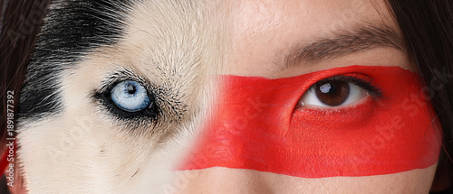 Fotografija Shaman woman with her animal spirit, closeup