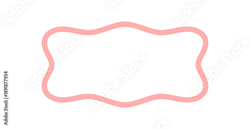 Groovy retro curvy rectangle outline frame with wavy pink border style. Abstract shape and stylish y2k line, modern form for graphic backgrounds and trendy design contexts.
