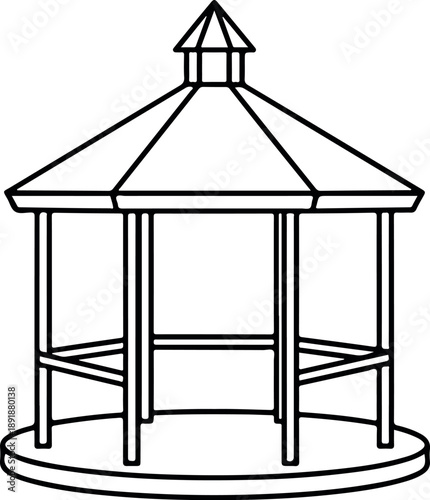 Gazebo icon representing a park pavilion used for shelter, gatherings, and outdoor relaxation