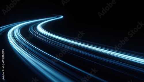 Wallpaper Mural abstract blue light beam with a long trail on a black background bright, glowing blue lines in space Generative AI Torontodigital.ca