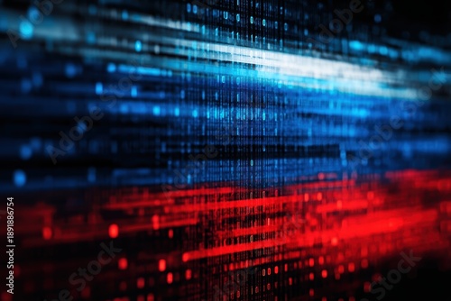 Binary code displayed on a screen with macro photography highlighting pixels, set against a background featuring colors of a national flag, reflecting a cyber warfare theme
