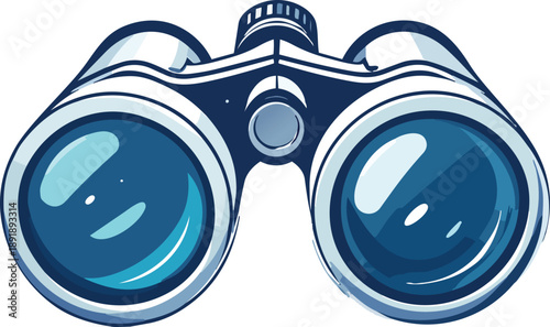 Pair of Binoculars Pointing at Same Horizon Representing Vision, Exploration, and Focused Observation Concept