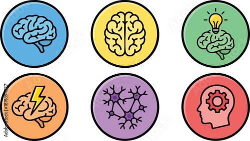 Brain Icons Representing Human Thought Processes.