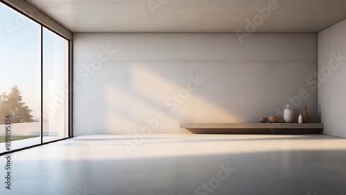 Minimalist modern interior with soft natural daylight
