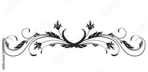 Ornament with flowers. Text divider. Decorative element for decor and text greeting or invitation card design.