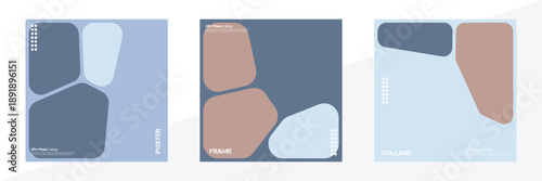 Minimal square abstract layout with rounded shapes and neutral color palette for print design