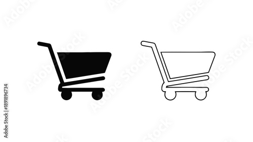 Vector illustration of, on transparent background, e-commerce shopping cart symbols, essential online retail concept