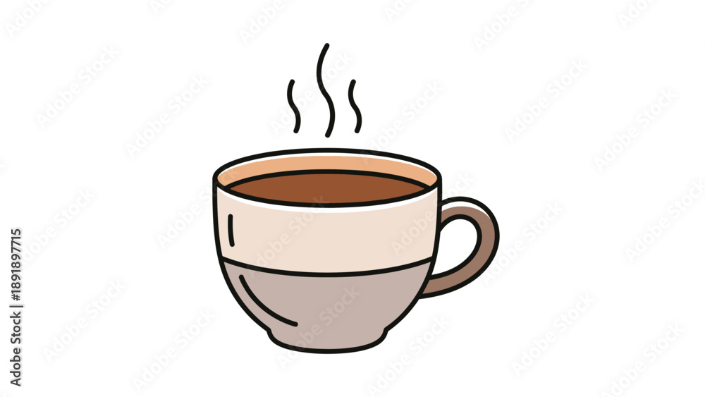 Fototapeta premium Steaming Coffee Cup Icon - Hot Beverage Illustration