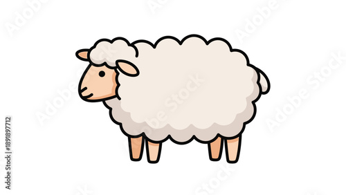Cute fluffy sheep illustration in a cartoon style
