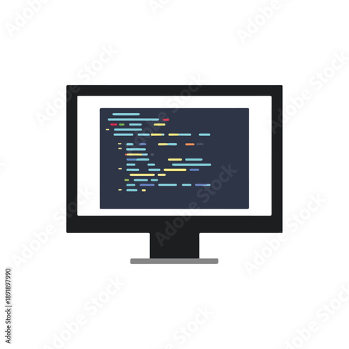 Coding Screen Displaying Code Lines, Computer Monitor, Isolated