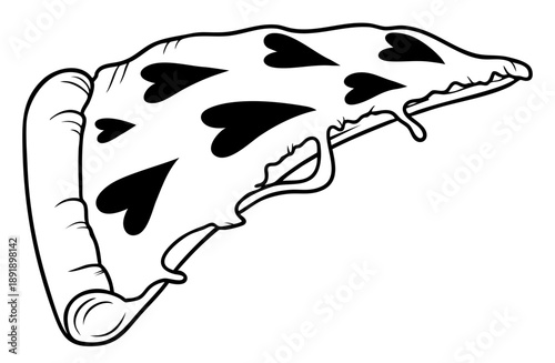 Long Pepperoni Pizza Slice with Heart Pattern, Valentine’s Day Food