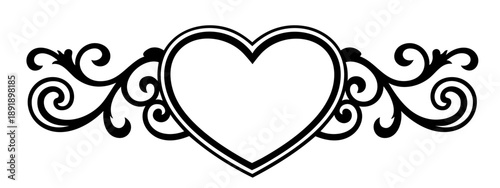 Valentine heart frame divider with ornate details