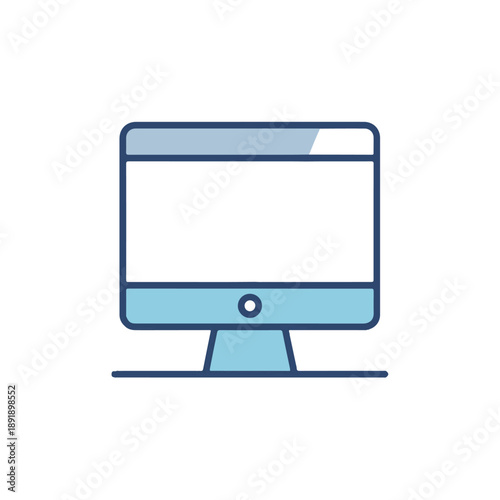 Minimalist Computer Monitor Icon on White Background