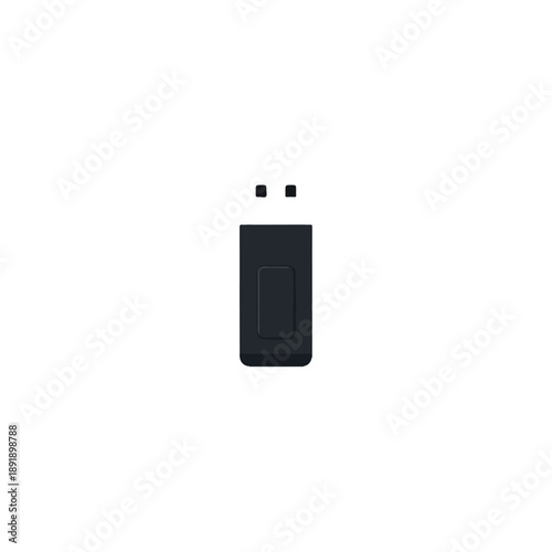 Minimalist USB Flash Drive Icon, Modern Storage Design, Isolated White