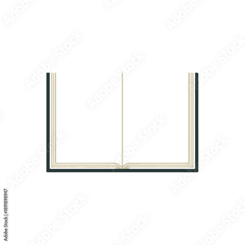 Open Book Illustration in Minimalist Style on White Background