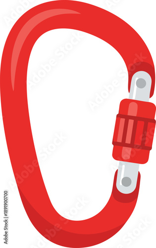 Red Carabiner Clip for Climbing Equipment.